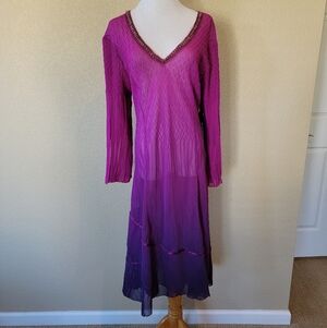 NEW Komarov Ombré Slit Sleeve Charmeuse & Chiffon Cocktail Dress, Size XL